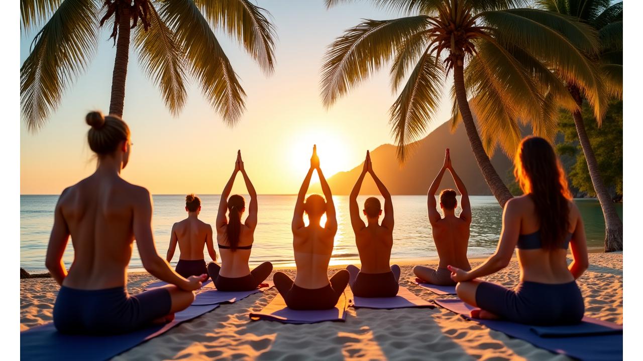 タイのビーチでのヨガセッション